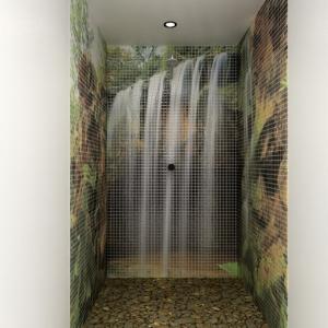 HD Steklene mozaik ploščice Shower in the nature