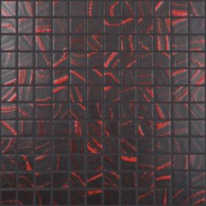 Vidrepur mozaik Negro Trazos Rojos 12x12